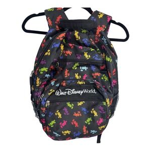 Disney Walt Disney World Black Backpack with Multicolor Mickey Silhouettes